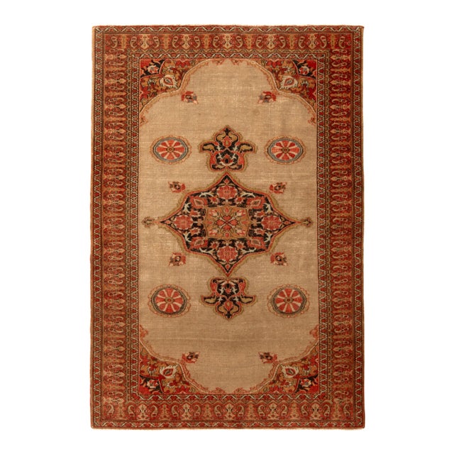 Antique Doroksh Persian Rug Beige Red Black Medallion Floral Pattern For Sale In New York - Image 6 of 6