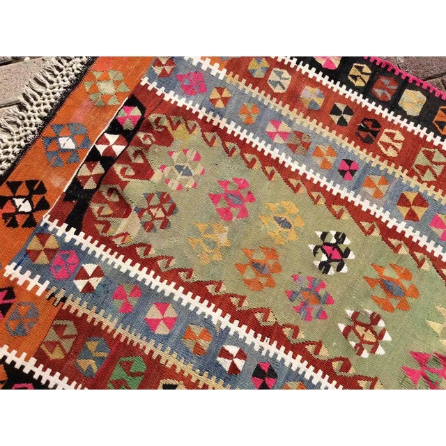 1960s Hand Woven Vintage Turkish Kilim Rug - 46" X 81" For Sale In Raleigh - Image 6 of 10