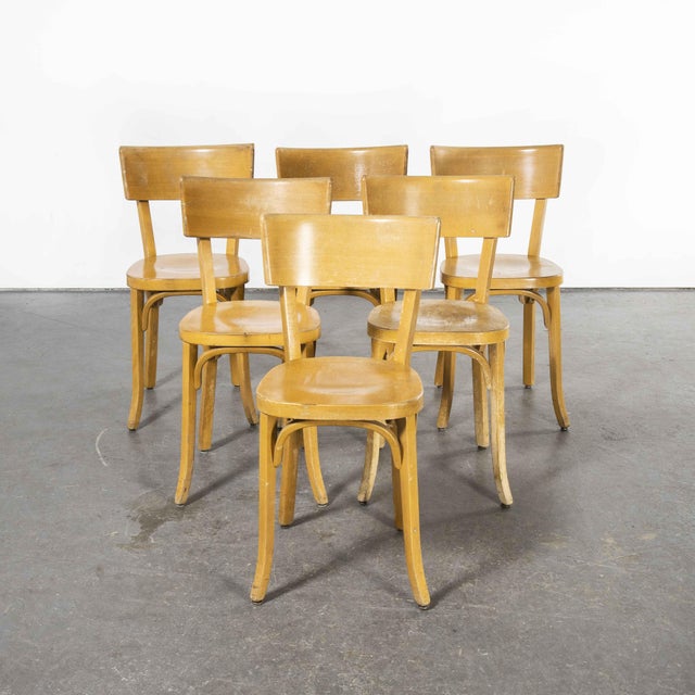 French Blonde Beech Bentwood Dining Chairs from Baumann, 1950s, Set of 4 For Sale - Image 11 of 11
