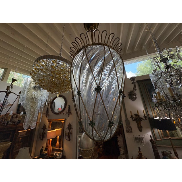 1960s Italian Bronze and Glass Lantern For Sale In Houston - Image 6 of 11