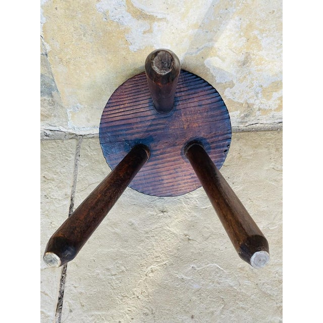 Vintage French Farmhouse Milking Stool on Tripod Legs For Sale - Image 11 of 14