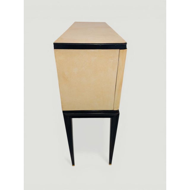 Mid-Century Italian Black Lacquered Parchment Bar Cabinet or Sideboard, 1950s For Sale - Image 13 of 18