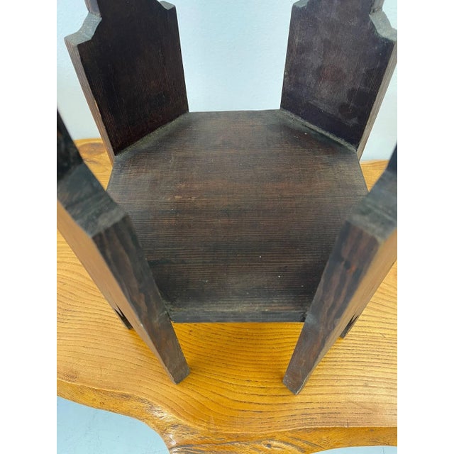 1970s Vintage Wooden Primitively Designed Decorative Side Table With Octagonal Shaped Top. For Sale In Seattle - Image 6 of 8