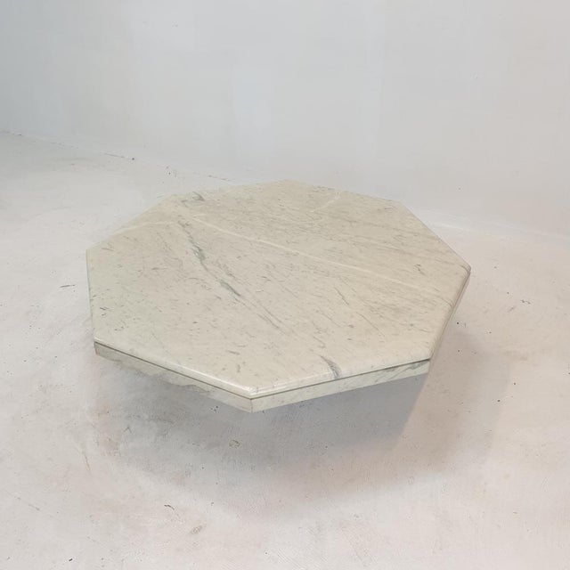 White Italian Marble Octagon Coffee Table, 1980s For Sale - Image 8 of 18