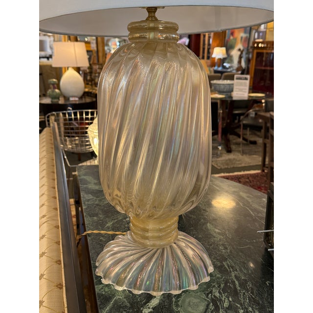 Jan Showers for Kyle Bunting Murano Glass Swirl Table Lamp With Gold Leaf For Sale - Image 9 of 12