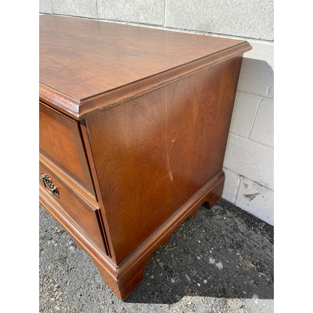 Late 20th Century Vintage Console Media Cabinet Wood Entry Bench Mid Century Modern Storage For Sale - Image 5 of 10
