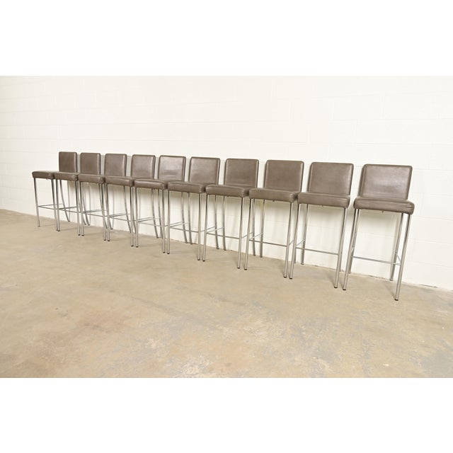 Steelcase Coalesse Modern Leather and Chrome Bar Stools, Set of Ten For Sale - Image 13 of 13