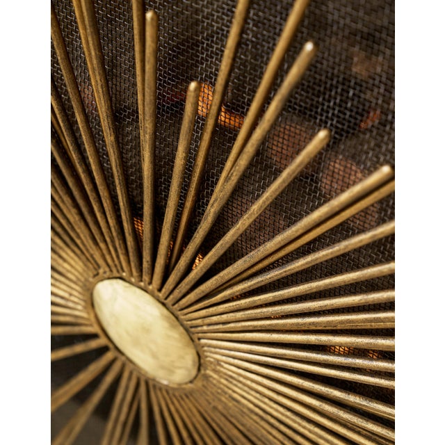 Brown Tobacco Sunburst Fireplace Screen For Sale - Image 8 of 12