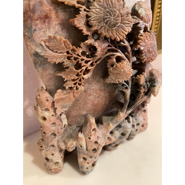 Taupe Antique Chinese Hand Carved Soapstone Vase For Sale - Image 8 of 10