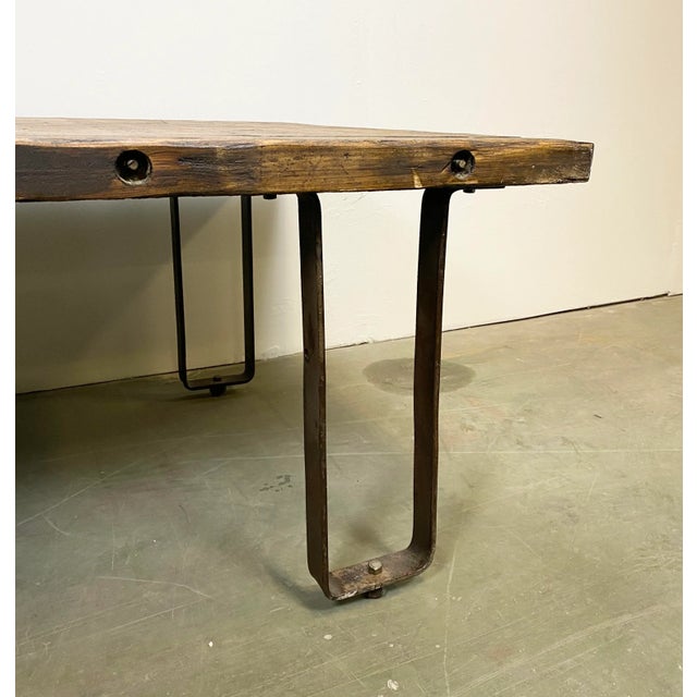 Brown Industrial Coffee Table, 1950s For Sale - Image 8 of 11