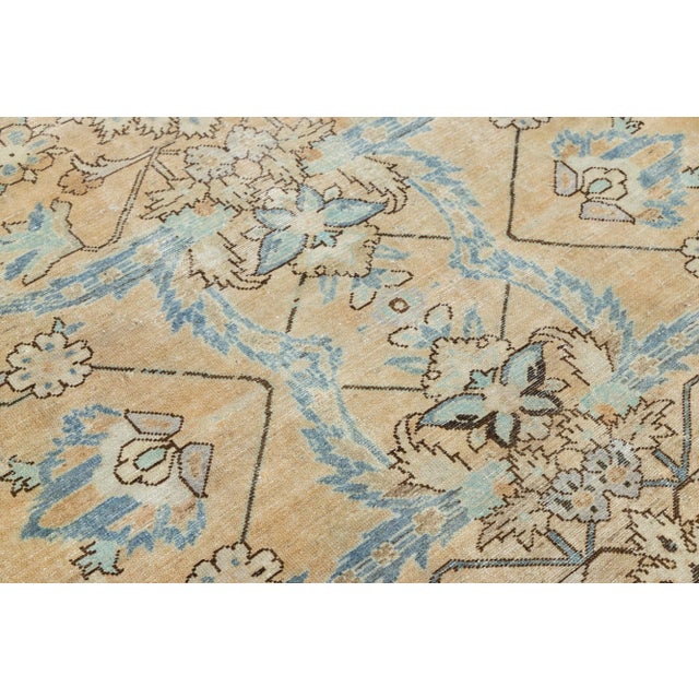 Tan 1920s Antique Persian Malayer Floral Designed Wool Rug in Tan Color For Sale - Image 8 of 9