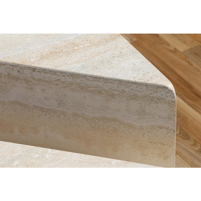 Tan 1970s Italian Travertine Triangular Two-Piece Coffee Table For Sale - Image 8 of 18