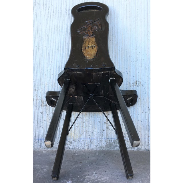 Wood Vintage Spanish Sgabello Carved Side Chair or Stool For Sale - Image 7 of 11