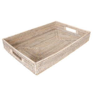 Artifacts Rattan Rectangular Tray Cutout Handles