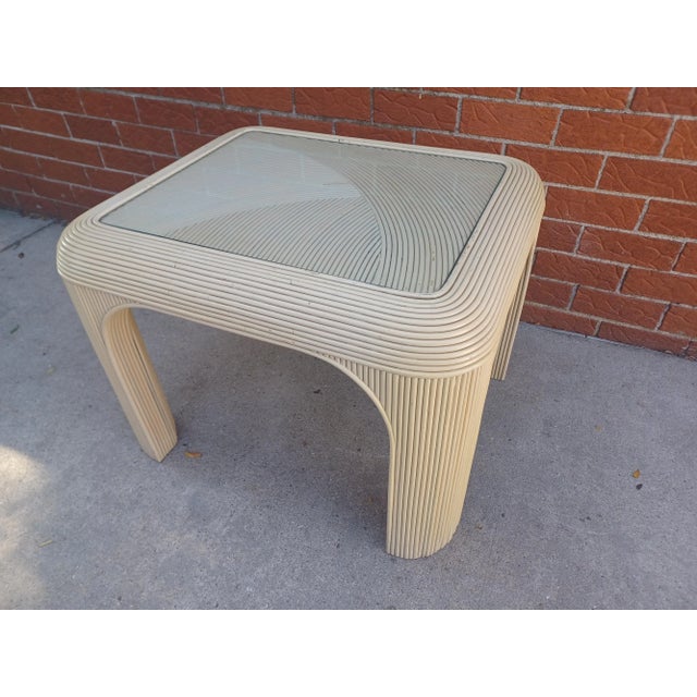 Vintage 1980s Lacquered Pencil Reed Side Table For Sale In Detroit - Image 6 of 13