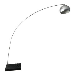 Mid Century Chrome Arc Floor Lamp For Sale