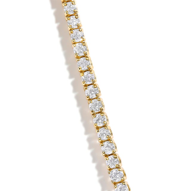 Contemporary 14K Yellow Gold 5.0 Cttw Lab Grown Diamond Tennis Necklace For Sale - Image 3 of 4