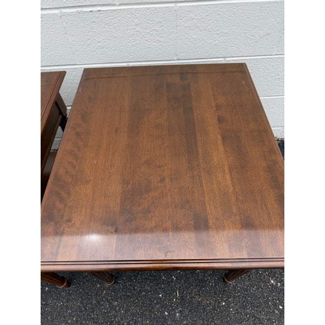Vintage Ethan Allen Pair of Traditional Style Solid Wood 2 Tier Nightstands Bed Side Tables. For Sale - Image 12 of 12