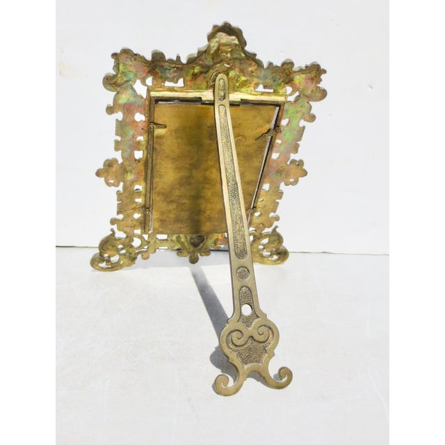 Jacobean Antique Brass Gothic Style Photo Frame 19th Century For Sale - Image 3 of 13