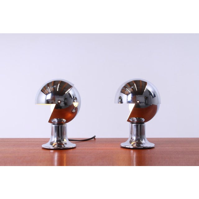 Chrome Eclisse Eyeball Kugel Table Lamps attributed to Hillebrand, 1960s, Set of 2 For Sale - Image 10 of 16