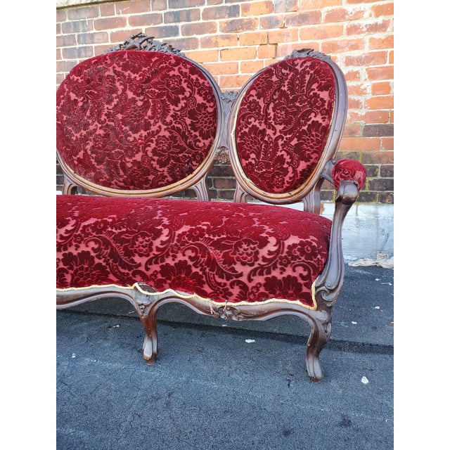 Antique Victorian Carved Wood Triple Medallion Sofa Chairish