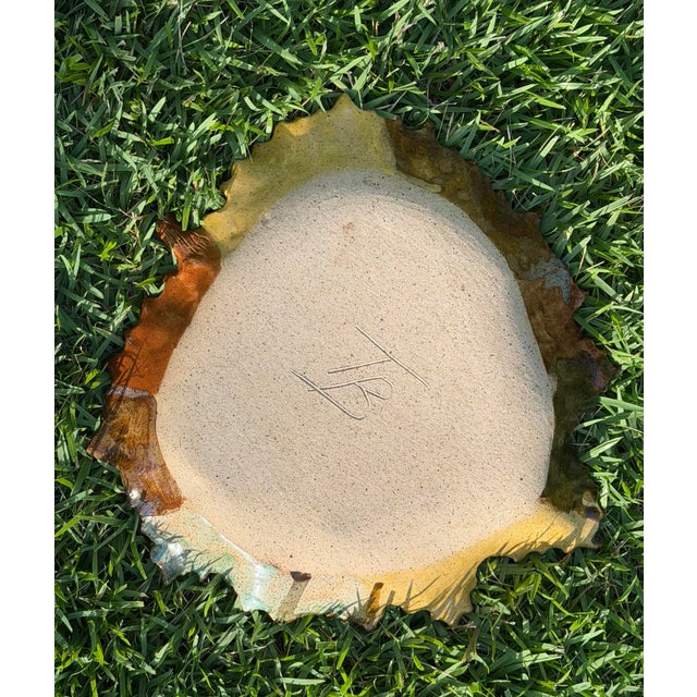 Signed Studio Pottery Leaf Form Decorative Dish For Sale - Image 9 of 10