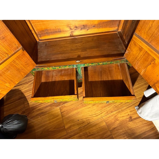 Wood Antique Tibetan Hand Painted Cabinet For Sale - Image 7 of 10