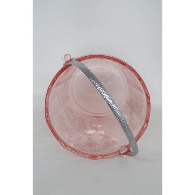 Early 20th Century Fostoria Versailles Pink Depression Glass Ice Bucket With Metal Handle 4503b For Sale - Image 16 of 16