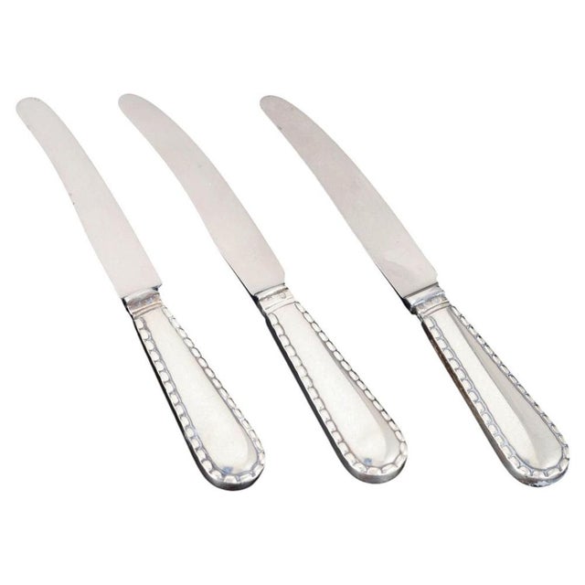 Knives in Silver and Stainless Steel with Beaded Pattern by Georg Jensen, 1930s, Set of 3 For Sale - Image 6 of 6