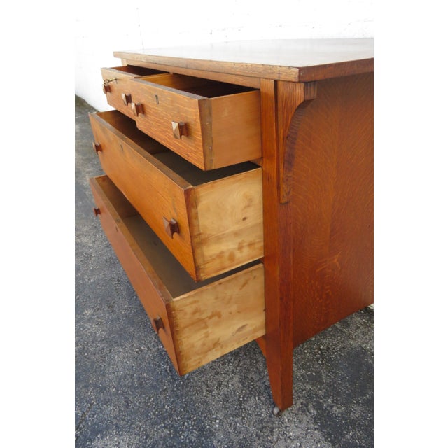 Late 19th Century Mission Art and Craft Early 1900s Low Oak Dresser 6126 For Sale - Image 5 of 15