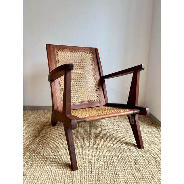 Brown Modern Armchair in Teak and Caning, 1950s For Sale - Image 8 of 8