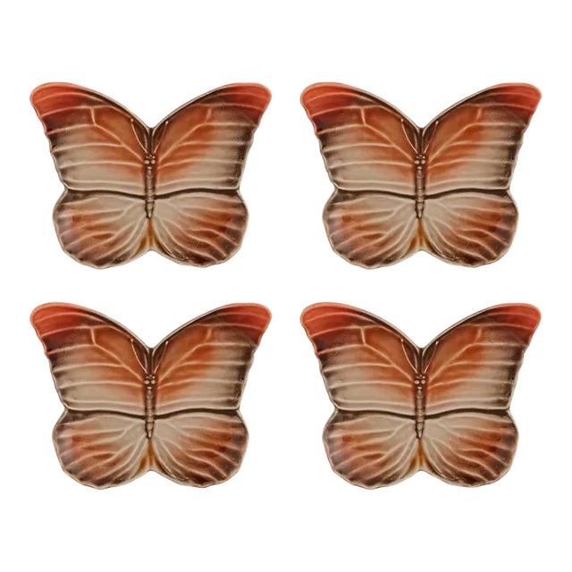 Bordallo Pinheiro Cloudy Butterflies By Claudia Schiffer Bread and Butter Plates, Set of 4 For Sale