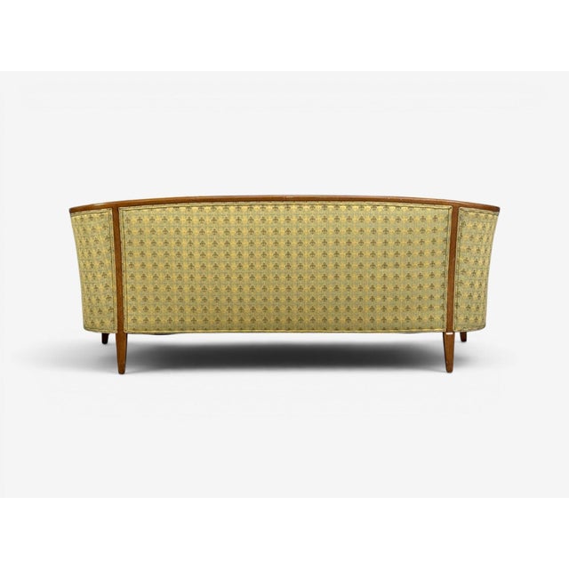 John Stuart, Curved Settee, Walnut, Fabric, Usa, 1950s For Sale - Image 9 of 10