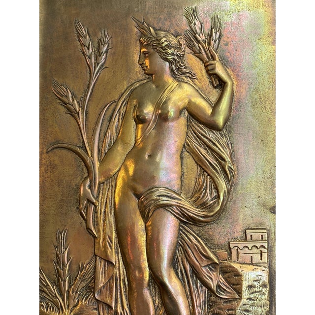 Antique Bronze Bas-Relief Plaques with Spring and Summer Motifs, France, 1880s, Set of 2 For Sale - Image 3 of 10