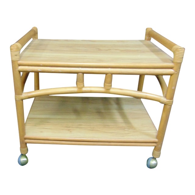 Mis Century Modern Rattan Bar Cart For Sale