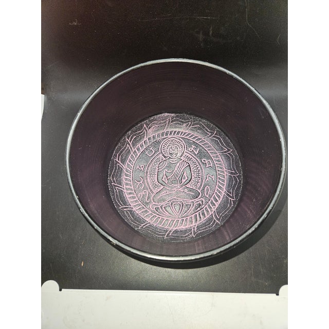 Folk Art Hand-Etched Purple Haze Tibetan Singing Bowl For Sale - Image 3 of 3