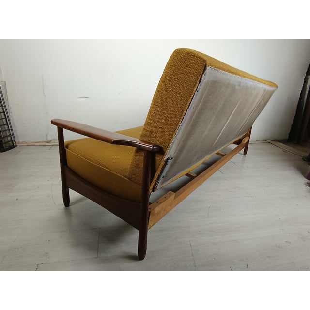 Goldenrod Scandinavian Mustard Bench Sofa, 1960s For Sale - Image 8 of 18