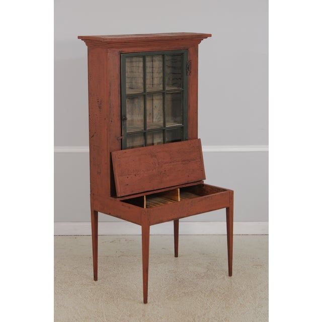 Country Paint Decorated Primitive Plantation Desk For Sale - Image 4 of 16