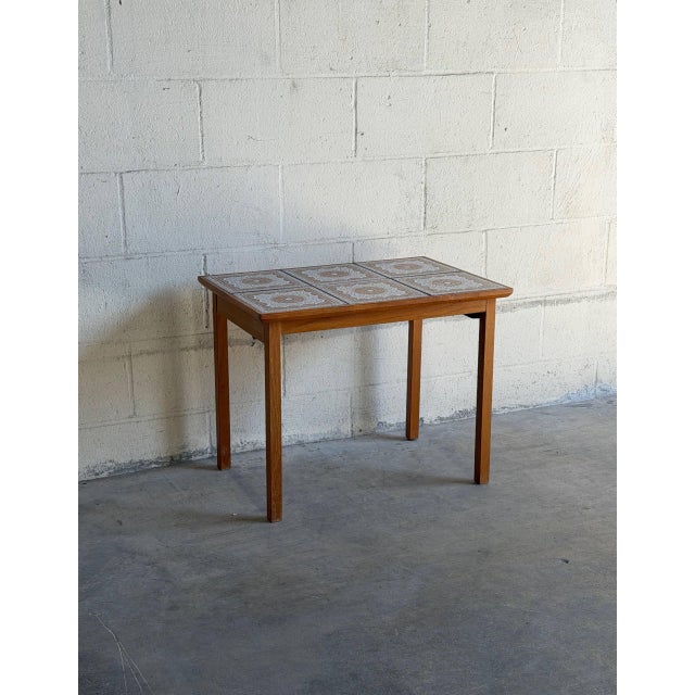Brown Vintage Danish Modern Teak Tile Top Side Table Mid Century Scandinavian End Accent Table For Sale - Image 8 of 9