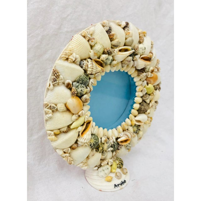 Rustic Vtg Folk Art Style Seashell Souvenir Frame For Sale - Image 3 of 11