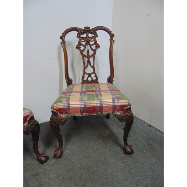 Chinese Chinese Chippendale Carved Mahogany Claw & Ball Side Chairs - a Pair For Sale - Image 3 of 8