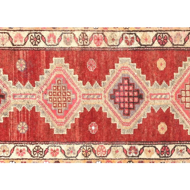 1960s Mid-Century Modern Oushak Runner. Handwoven with wool on wool foundation in the Oushak region of Western Turkey. The...