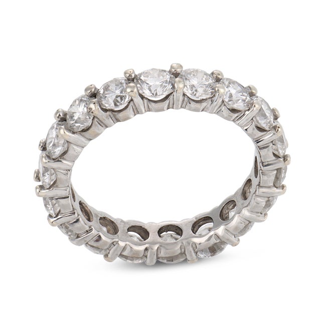 Mid 20th Century Vintage 3.35 Carat Diamond Platinum Eternity Band, Size 10 For Sale - Image 5 of 5