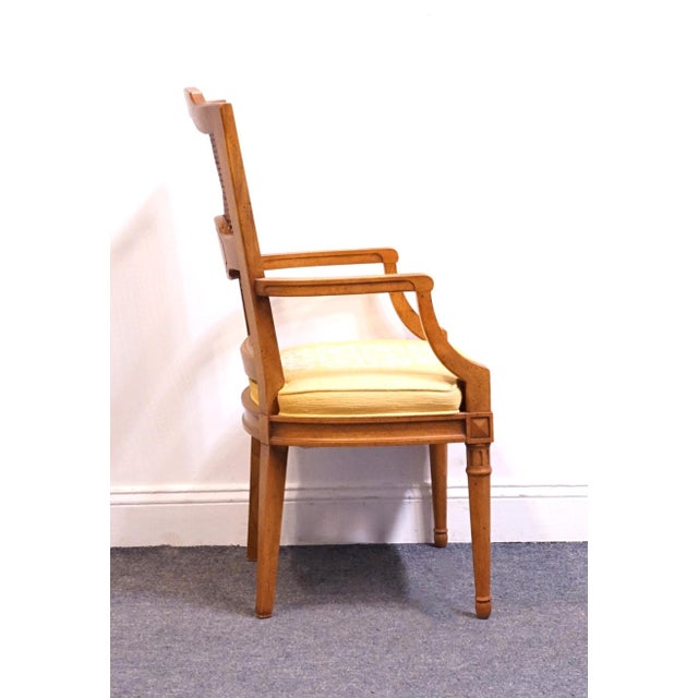 Wood Henredon Furniture Walnut Italian Mediterranean Cane Back Dining Arm Chair For Sale - Image 7 of 10