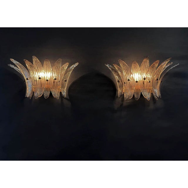 Gray Palmette Smoked Glasses Sconces - a Pair For Sale - Image 8 of 8