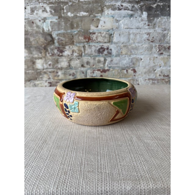 Roseville Pottery Vintage Roseville Style Art Pottery Bowl / Cachepot For Sale - Image 4 of 8