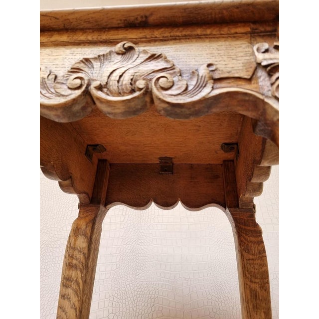 Louis XV Oak Hand-Carved Gueridon Side Table, 1890s For Sale - Image 5 of 10