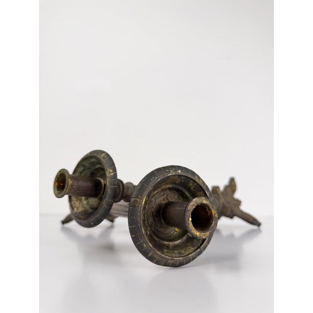 Italian Baroque Style Church Candlesticks in Gilt Bronze, Set of 2 For Sale - Image 12 of 17