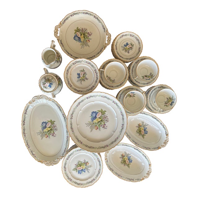 Haviland France Morning Glory China Set Ten to 14 Settings + Servingware 67 Pieces Vintage 1955 For Sale