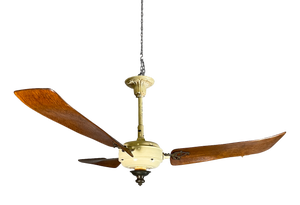 Mid-Century Modern Italian Beige Metal and Wood Marelli Ceiling Fan from Casablanca, 1999